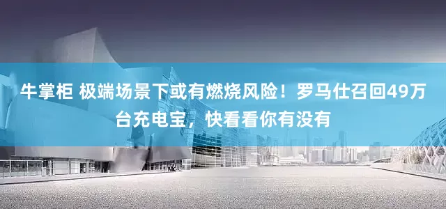 牛掌柜 极端场景下或有燃烧风险！罗马仕召回49万台充电宝，快看看你有没有